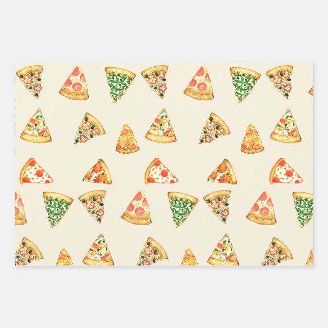 Pizzascheiben für Pizzaliebhaber Geschenkpapier Set (Vorderseite)