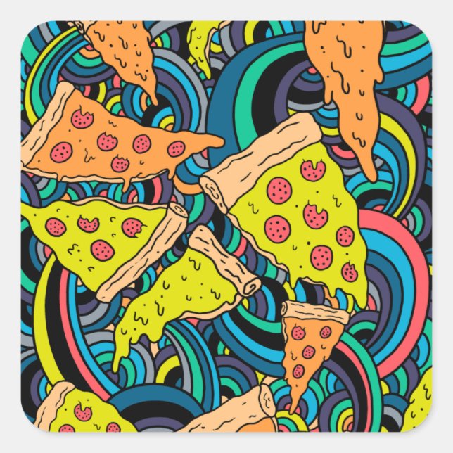 Pizzastrom Quadratischer Aufkleber (Vorderseite)