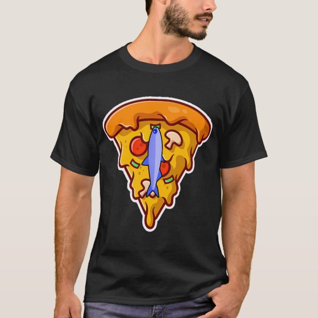 Pizzastück mit Sardellen T-Shirt (Vorderseite)