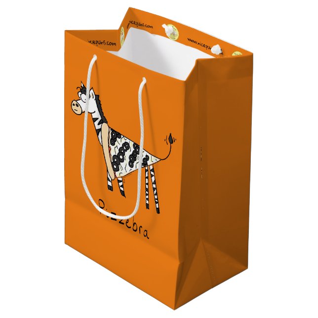 Pizzebra Pizza Zebra Geschenktasche Mittlere Geschenktüte (Vorderseite Schrägansicht)