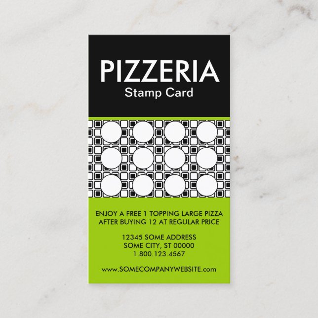 Pizzeria-Briefmarkenkarte Treuekarte (Vorderseite)