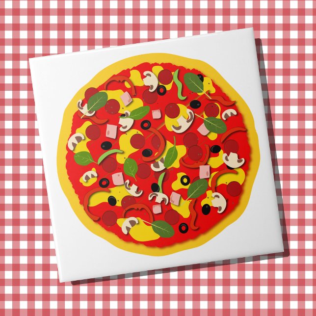 Pizzeria Pepperoni Pizza Colorado Fliese (Colorful pizzeria ceramic wall tile)