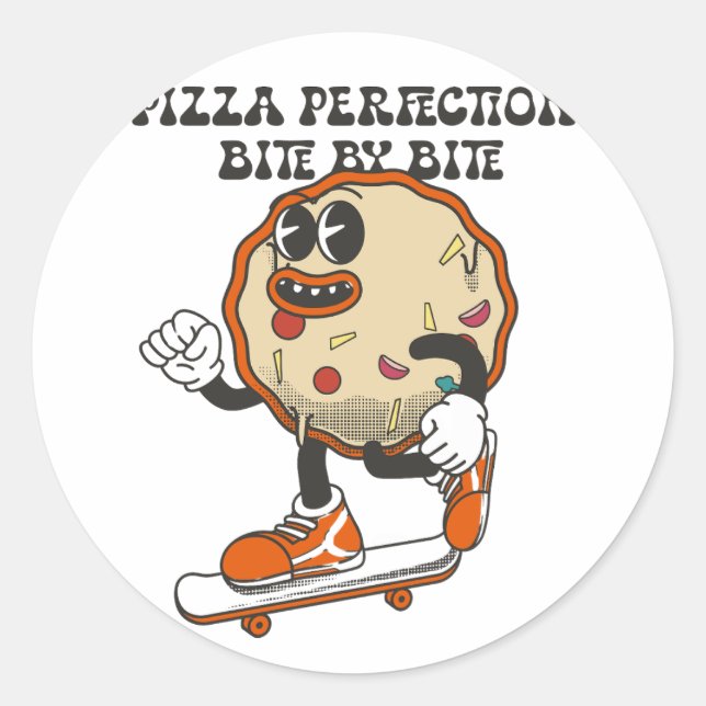 Pizzeria perfekt, beiß runder aufkleber (Vorderseite)