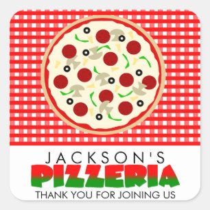 Pizzeria-Pizza-Gastgeschenk-Aufkleber Quadratischer Aufkleber
