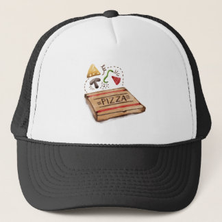 Pizzeria-Pizza-Kasten mit den Arbeits-Spitzen Truckerkappe