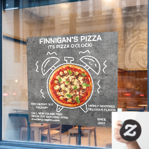 Pizzeria Pizza O Clock Pizza Fensteraufkleber