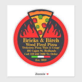 Pizzeria Promo mit Holzfaser individuell gestalten Aufkleber