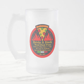 Pizzeria Promo mit Holzfaser individuell gestalten Mattglas Bierglas