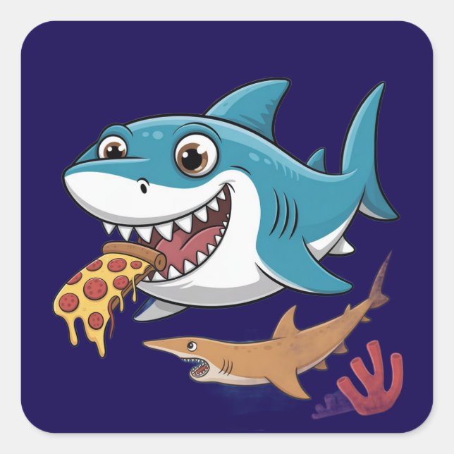 Pizzeria Quadratischer Aufkleber (Vorderseite)