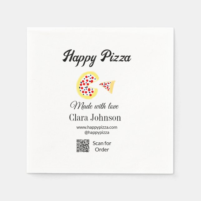 Pizzeria Restaurant Café Pizzeria Scan QR-Code bes Serviette (Vorderseite)