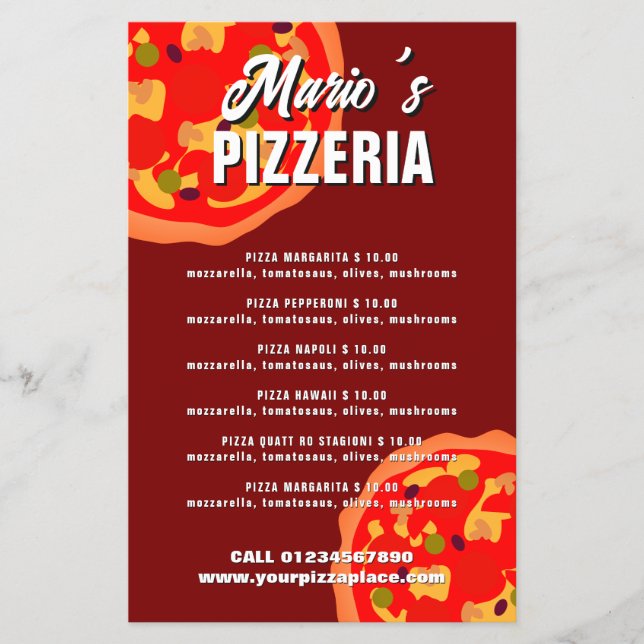 Pizzeria-Restaurant-Menü-Flugblatt-Vorlage Flyer (Vorne)