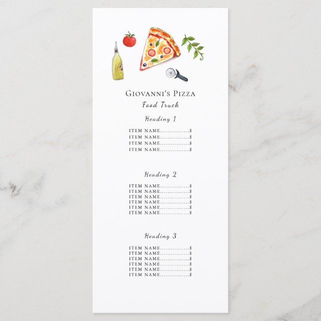 Pizzeria / Speisewagen Menükarte (Vorderseite)