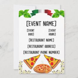 Pizzeria Veranstaltungen und Eröffnung Einladung