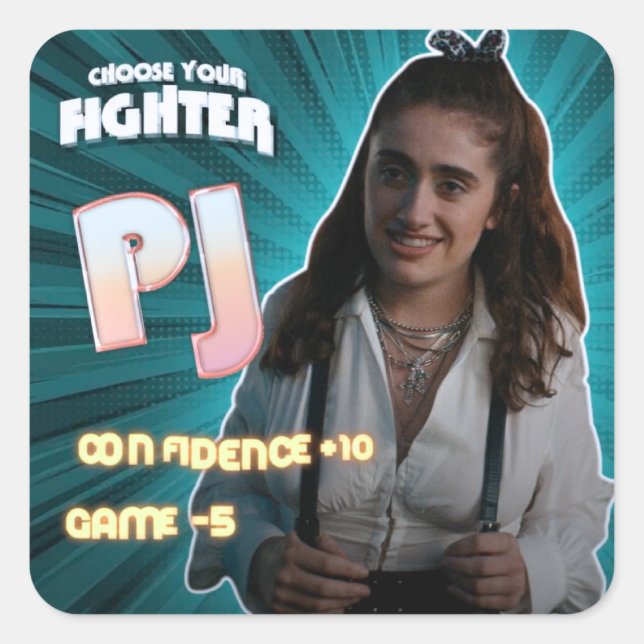 PJ | Botoms Movie Character | Untalentiertes Schwu Quadratischer Aufkleber (Vorderseite)