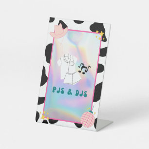 "PJ & DJs" Disco Cowgirl Bach Party Sign Sockelschild