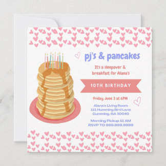 PJ et Pancakes Sleepover Invitations d'anniversair