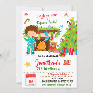 Pjama de Noël invitation Sleepover party