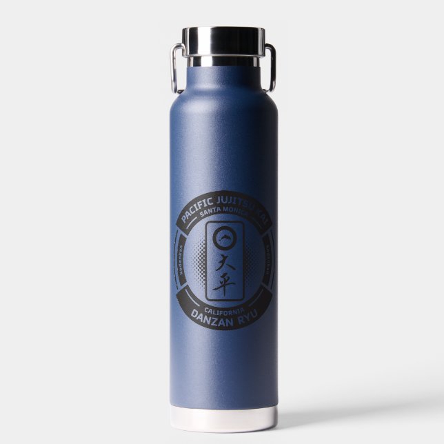 PJK Insulinflasche / schwarzes Logo auf blau Trinkflasche (Vorne)