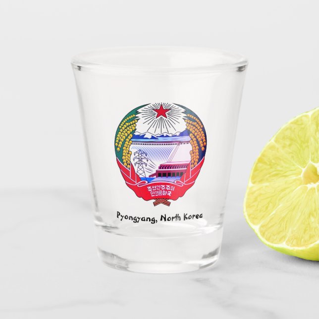 Pjöngjang, Nordkorea (DVRK), Einsiedlerreich Schnapsglas (Vorderseite)