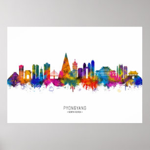 Pjöngjang Nordkorea Skyline Poster