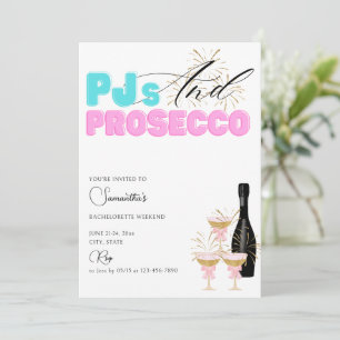 PJs Prosecco Pajama Party Bachelorette Weekend Einladung