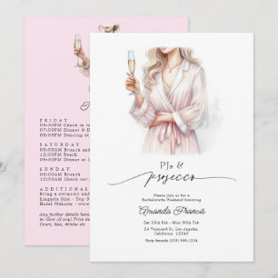PJs & Prosecco Pyjama-Party Junggesellinnen-Wochen Einladung