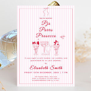 PJs, Purrs & Prosecco Cat Pajama Party Einladung