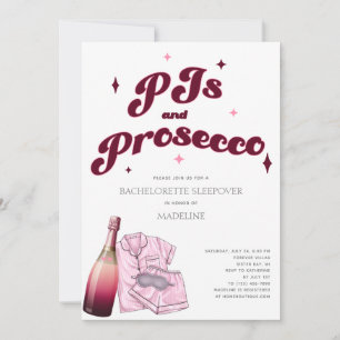 PJs und Prosecco Pajamas-Junggeselinnen-Abschied Einladung