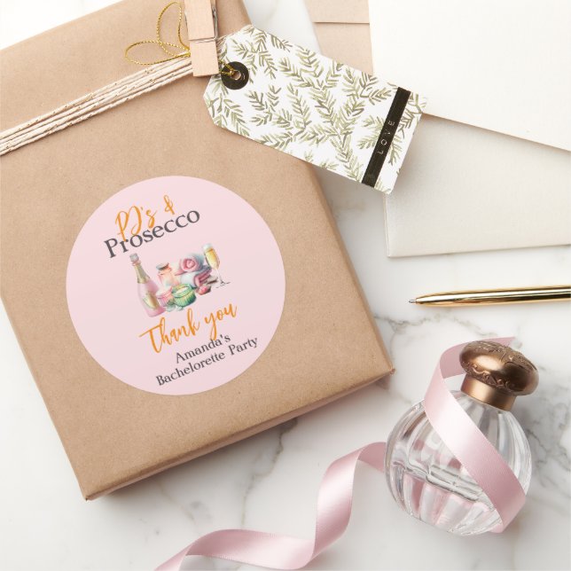 Pjs und Prosecco Pink Wellness-Center Junggeselinn Runder Aufkleber (Schenken)