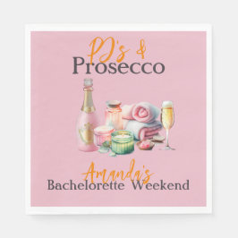 Pjs und Prosecco Pink Wellness-Center Junggeselinn Serviette