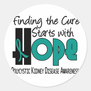 PKD Polycystic Nierenerkrankung HOFFNUNG 4 Runder Aufkleber