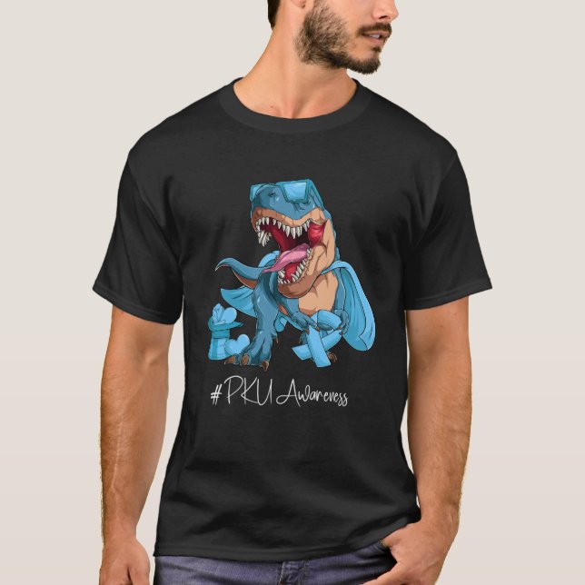 PKU Awareness Month Light Blue Ribbon Trex T-Shirt (Vorderseite)
