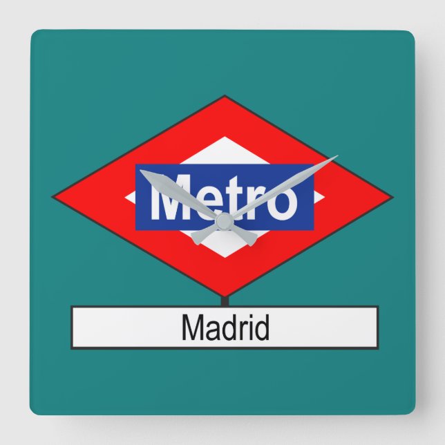 Placa Metro Madrid Quadratische Wanduhr (Vorderseite)