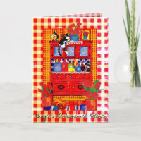 Placard démodé de cuisine avec la carte de note de