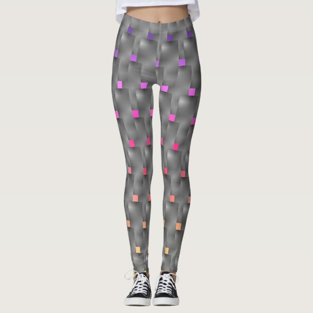 Placas cinza, quadros amarelo, salmão, rosa, lilás leggings (Vorderseite)