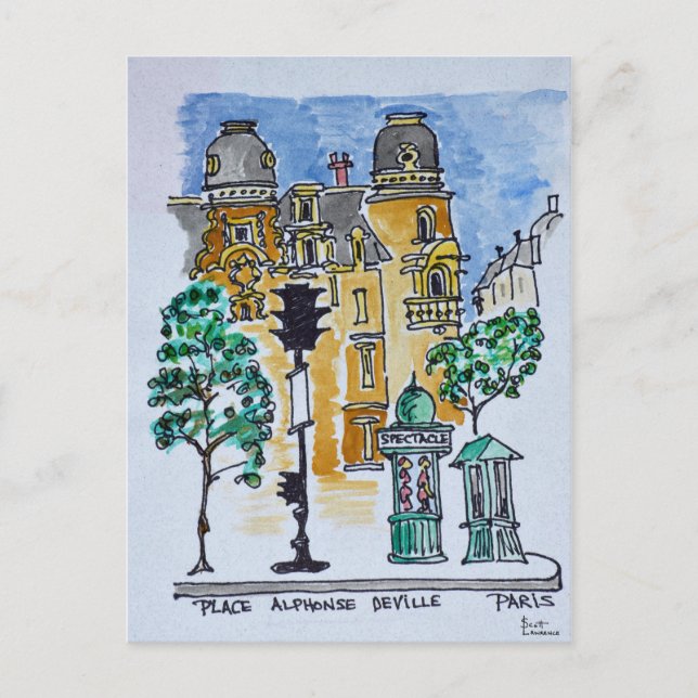 Place Alphonse Deville | Paris, Frankreich Postkarte (Vorderseite)