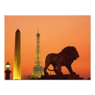 Place de la Concorde; Eiffelturm; Obelisk; Fotodruck