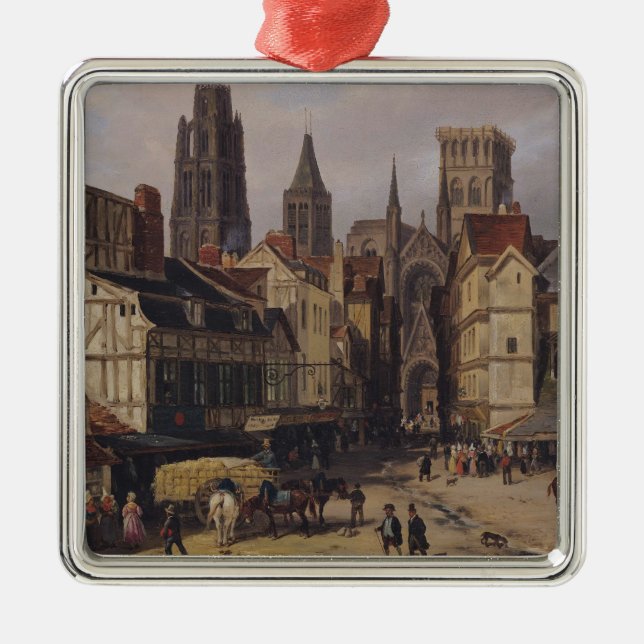 Place de la Haute-Vieille-Ausflug, Rouen, 1824 Silbernes Ornament (Vorne)