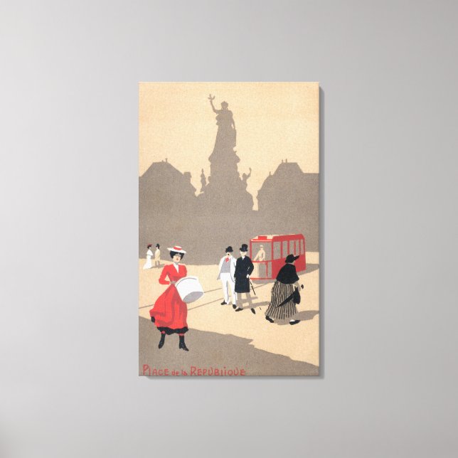 Place de la Republique Art Deco Szene Leinwanddruck (Vorderseite)