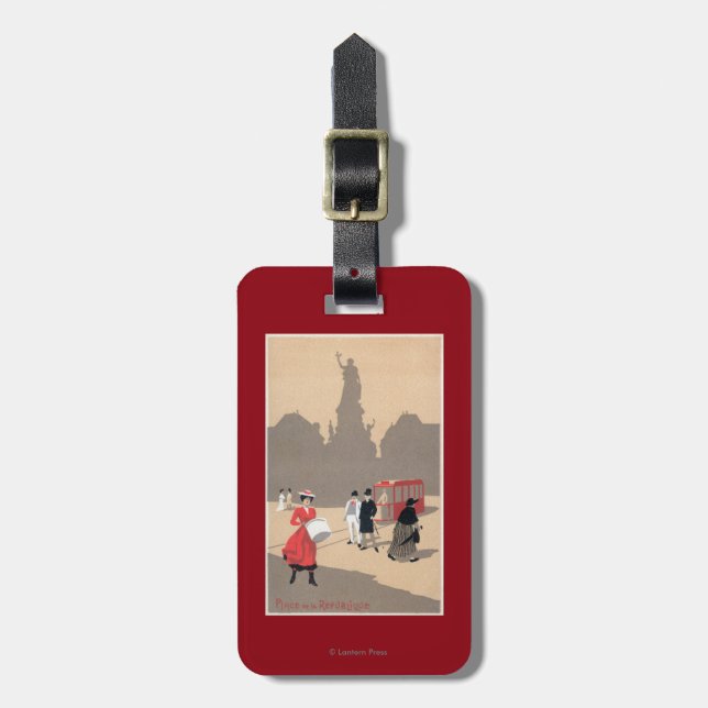 Place- de la Republiquekunst-Deko-Szene Gepäckanhänger (Vorderseite vertikal)