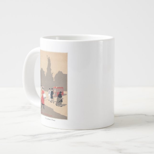 Place- de la Republiquekunst-Deko-Szene Jumbo-Tasse (Vorderseite Links)