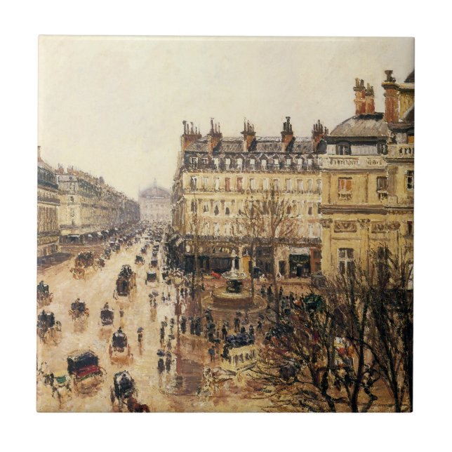 Place du Theater Francais, Paris Rain by Pissarro Fliese (Vorderseite)