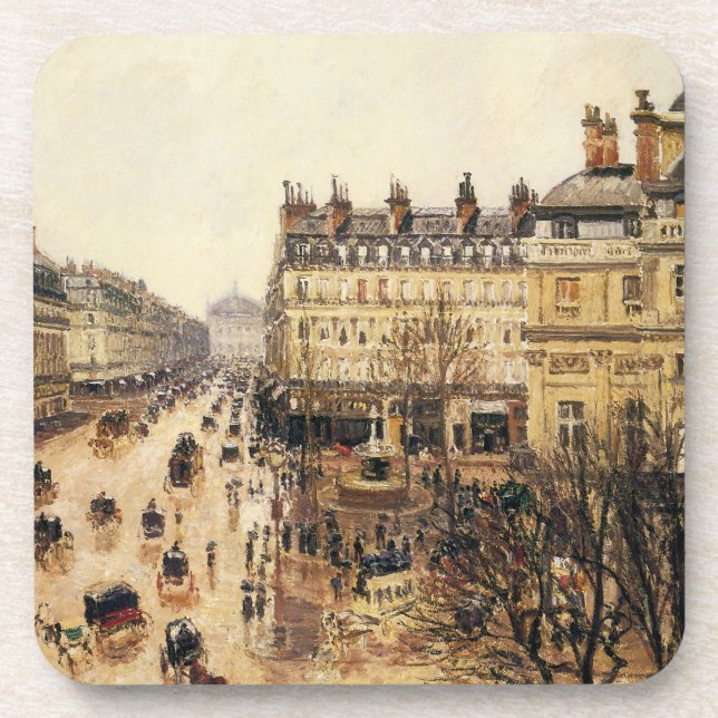 Place du Theater Francais, Paris Rain by Pissarro Getränkeuntersetzer (Vorderseite)