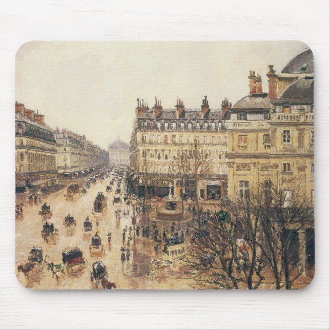 Place du Theater Francais, Paris Rain by Pissarro Mousepad (Vorne)