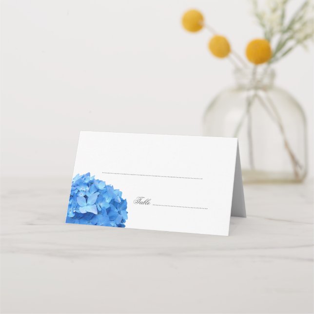 Place oder Escort Cards Blue Hydrangea Blume Platzkarte (Vorderseite)