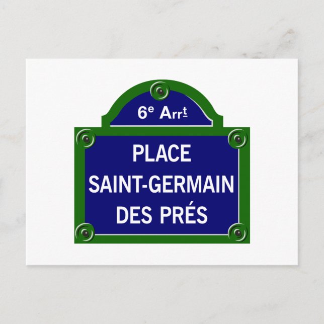Place Saint-Germain des Pres, Paris Street Sign Postkarte (Vorderseite)
