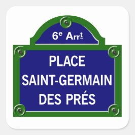 Place Saint-Germain des Pres, Paris Street Sign Quadratischer Aufkleber