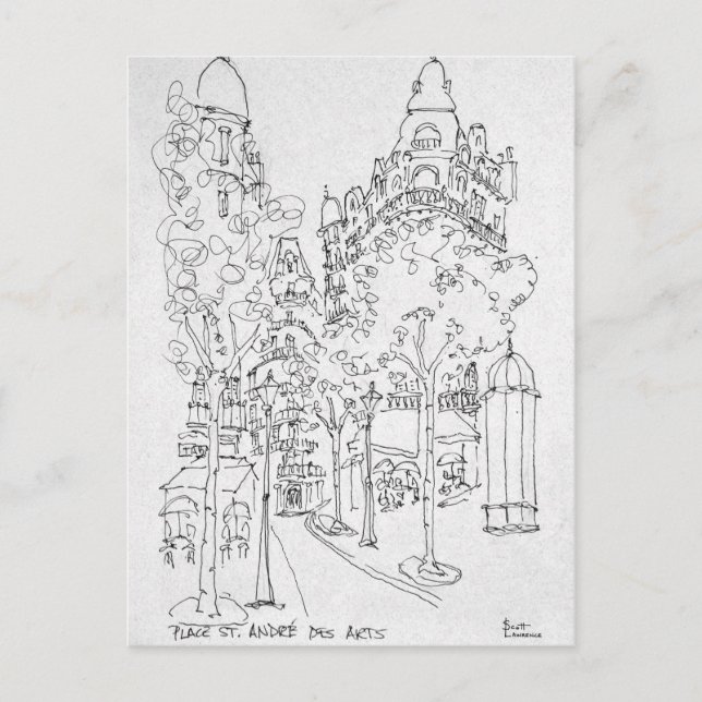 Place St. Andre des Arts | Paris, Frankreich Postkarte (Vorderseite)