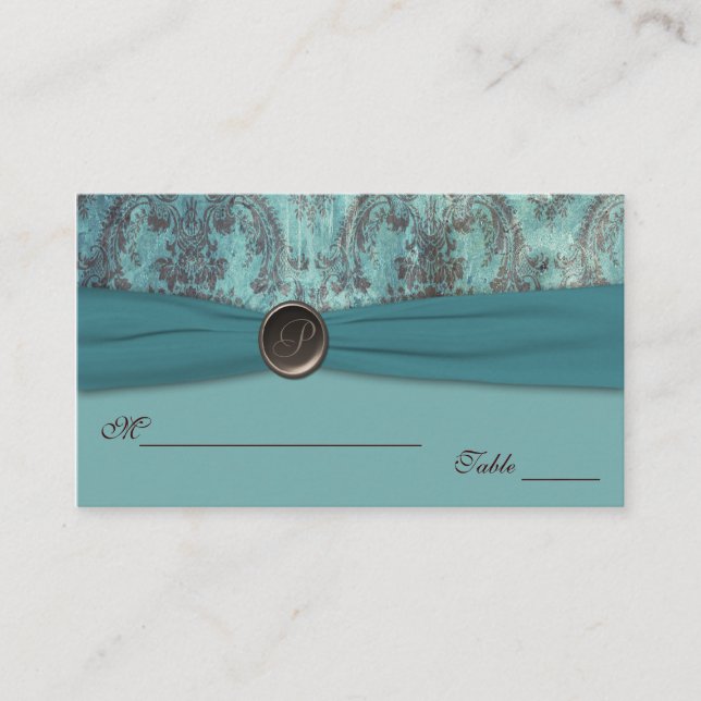Placecards für aquamarine und braune Beschädigunge Platzkarte (Vorderseite)