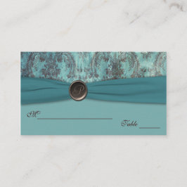 Placecards für aquamarine und braune Beschädigunge Platzkarte